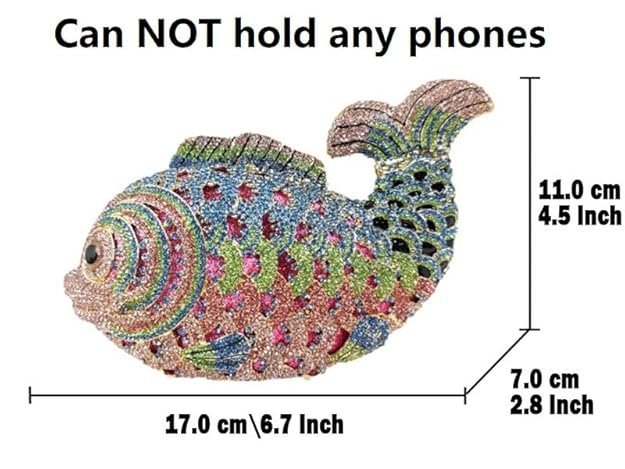 Boutique De FGG Lovely Mini Fish Rhinestones Handbags Minaudiere Crystal Clutch - Image 3