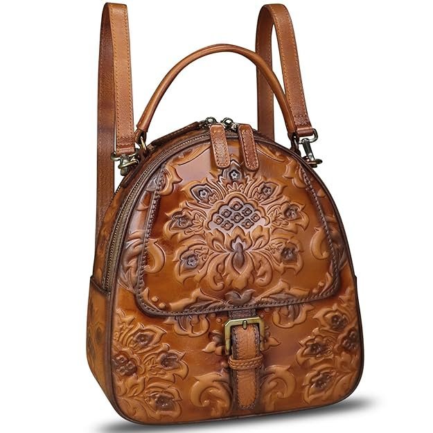 Genuine Leather Purses and Handbags for Women Shoulder Bag Embossed Leather Backpack Purse Crossbody Satchel with Strap - Image 6