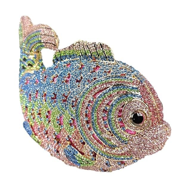Boutique De FGG Lovely Mini Fish Rhinestones Handbags Minaudiere Crystal Clutch - Image 7