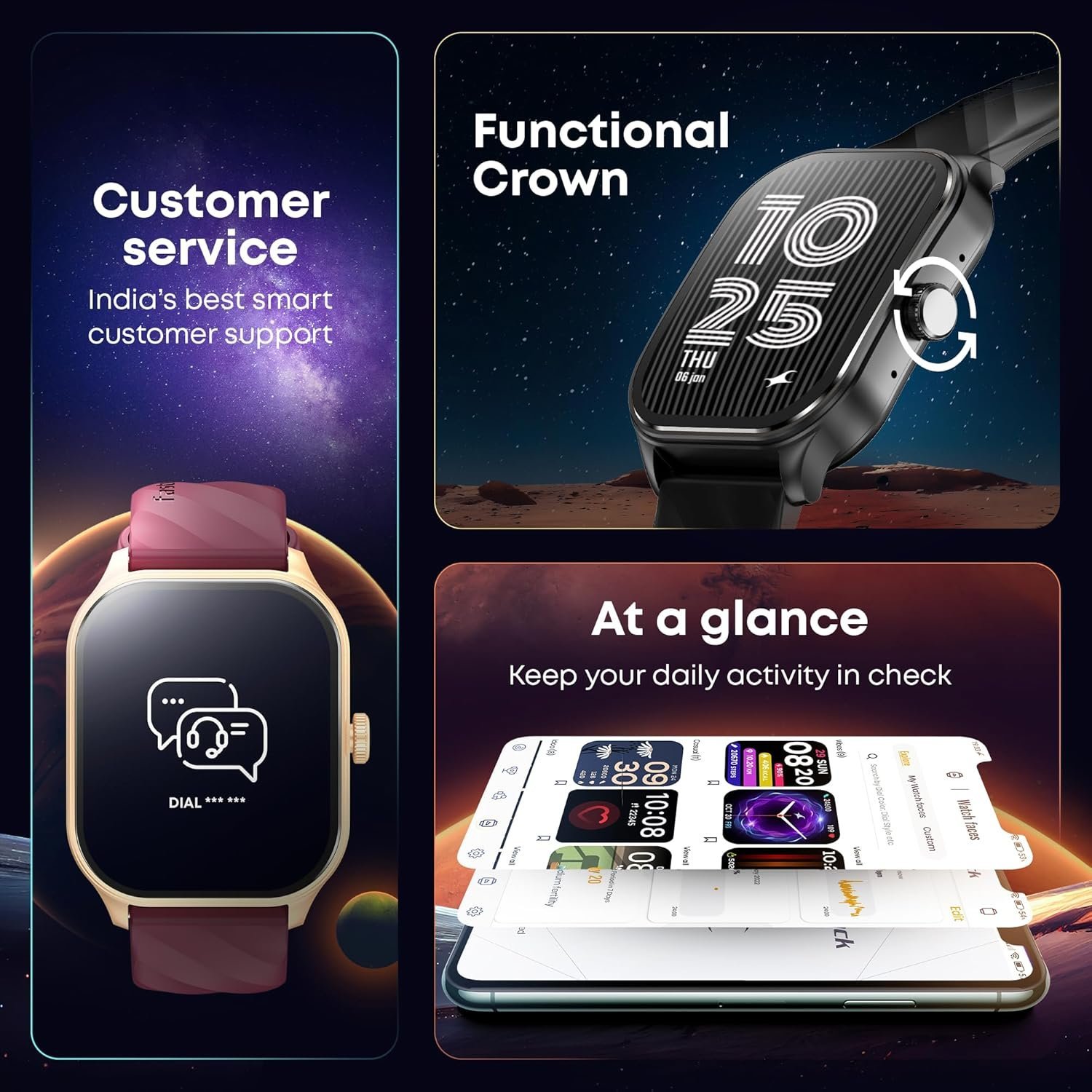 Fastrack Limitless Fs2 Pro Smart Watch, 1.96" Super Amoled Arched Display with Functional Crown & Resolution of 410X502, Singlesync Bt Calling, 110+ Sports Modes, 200+ Smartwatch Faces (Black) - Image 3